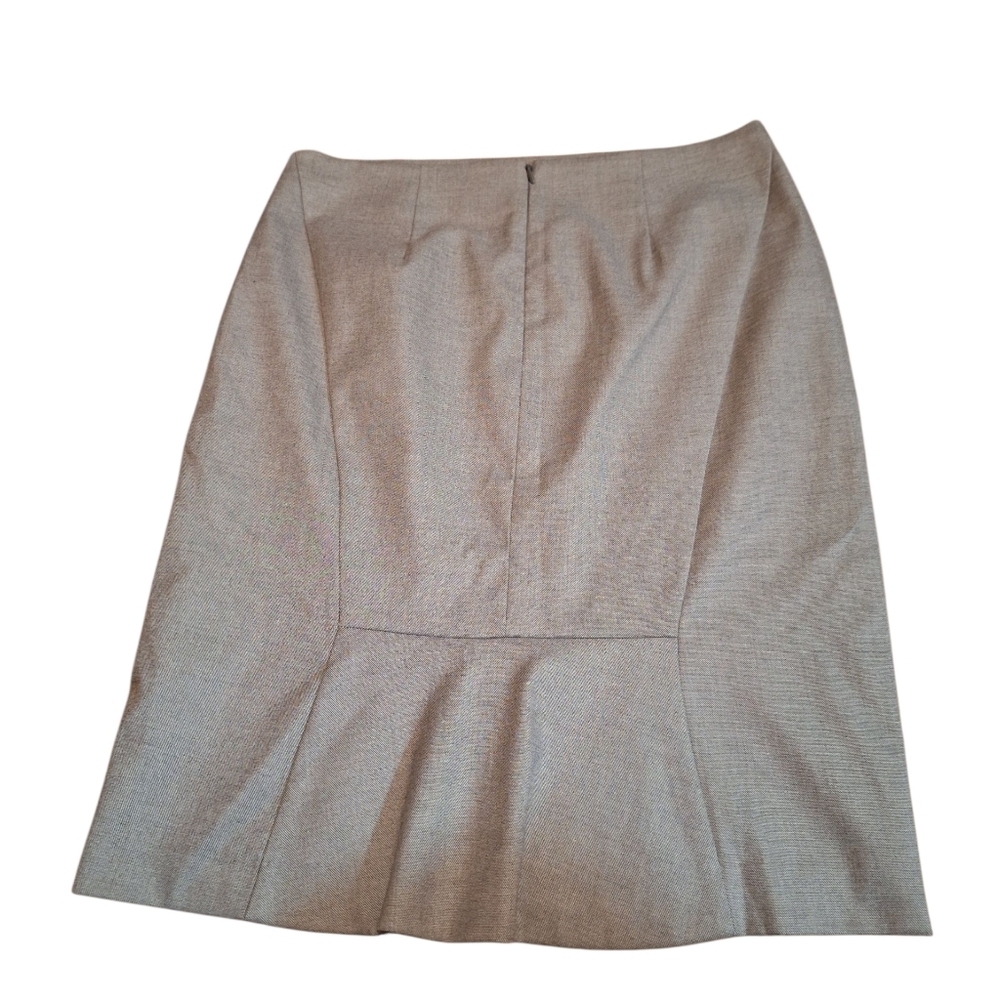 Ann Taylor Beige Business Skirt Size 8 Lined Herringbone Classic Secretary
